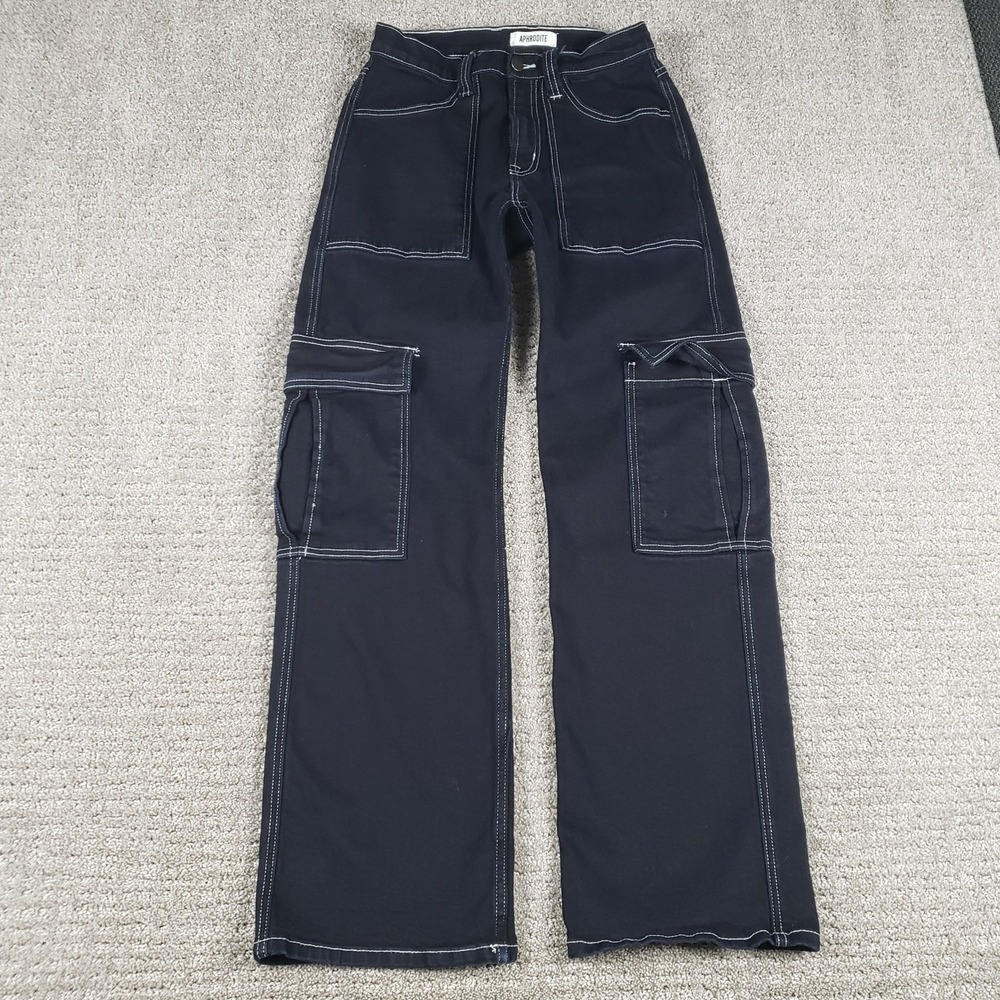 Aphrodite x Hot Topic Cargo Pants Mens 28x32 Black Vintage Y2k Goth Grunge Jeans